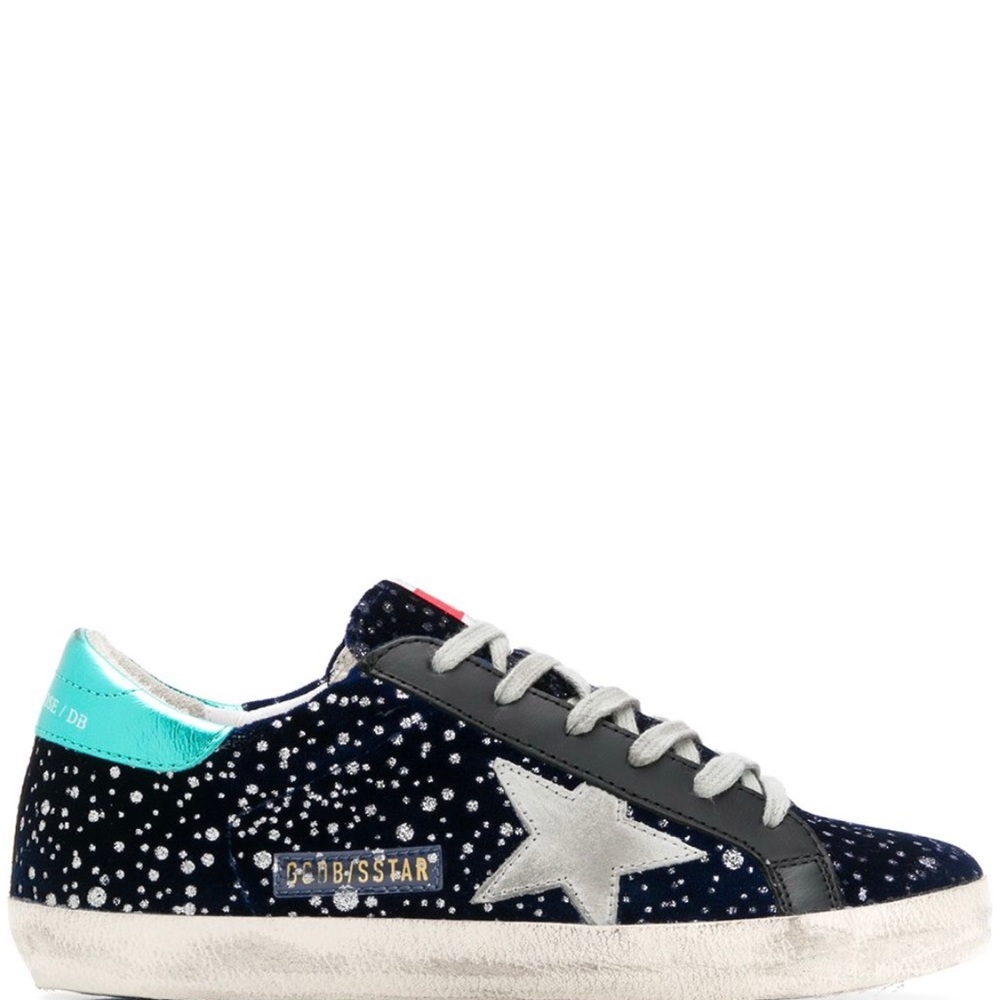 Golden Goose size 38 blue velvet superstars